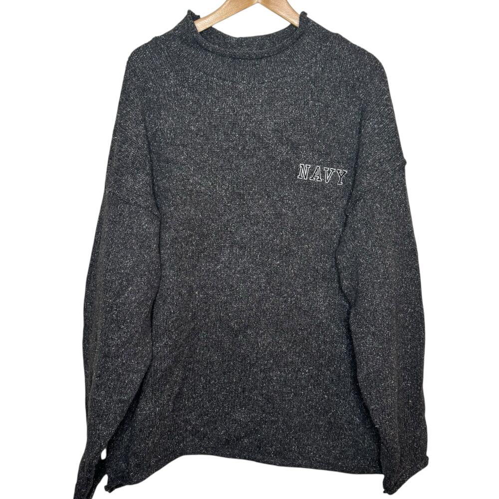 US Naval Academy Navy 100% Cotton Gray XXL Roll Neck Pullover Sweater USA Made